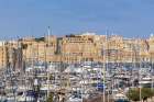 Malta, Birgu. Boats in marina. Art Print